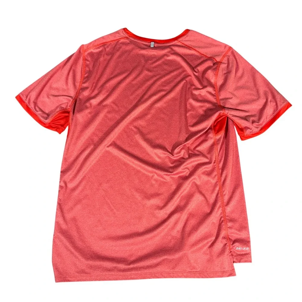 Nike Running Shirt Mens XL Red Dri-FIT Short Sleeve Heathered Top 451267-657